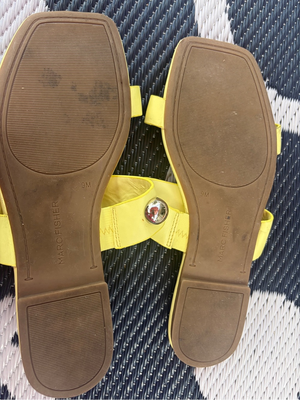 Marc Fisher Yellow Double-Stud Slide Sandals - Picture 4 of 8